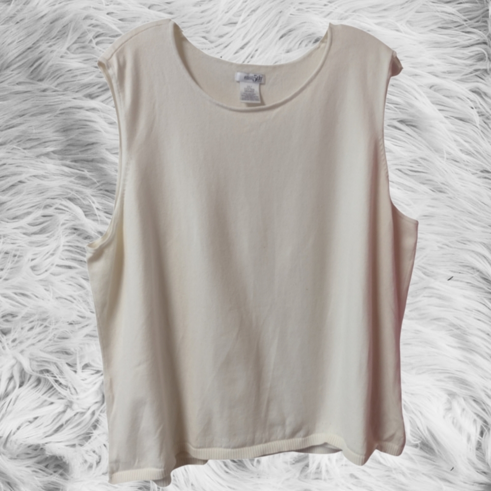 Tz)  East 5th women's 3x plus size, cream white soft tank top